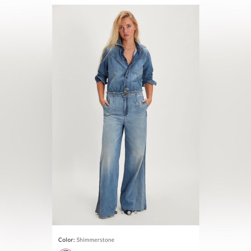WranglerxFree People Wide Leg Women’s Jeans Jumpsuit - Shimmerstone Denim